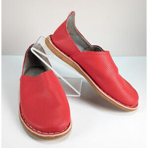 Moroccan Barouche Red Leather Slippers US 9/10 Handmade Middle Eastern Egypt